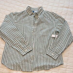 Old Navy Men's Green and White Striped Shirt